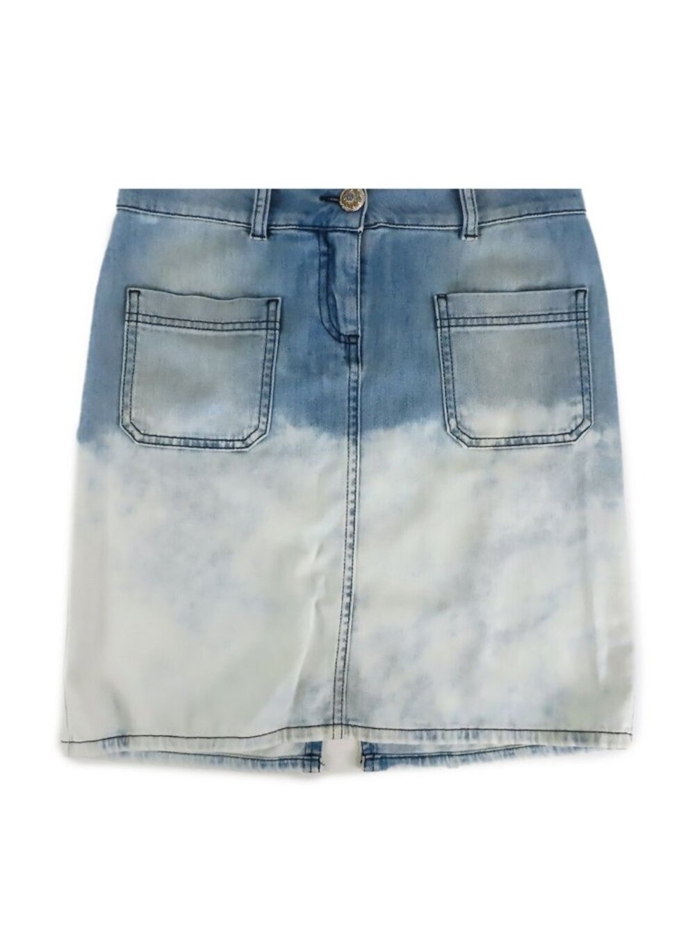 Chanel Mini Skirt Blue Gradation Denim Gripoix Button 34